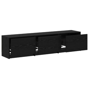TV-Schrank Schwarz Eichenoptik 165 cm