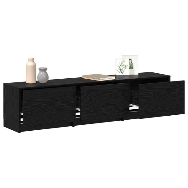 TV-Schrank Schwarz Eichenoptik 165 cm