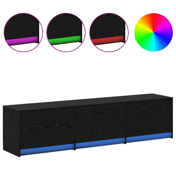 TV-Schrank Schwarz Eichenoptik 165 cm