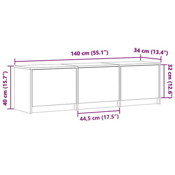 TV-Schrank mit LED Sonoma, 140 cm