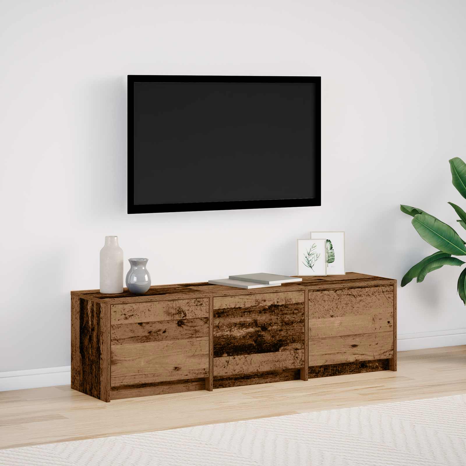 TV-Schrank mit LED Altholz, 140 cm