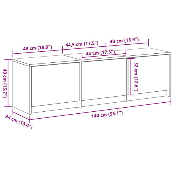 TV-Schrank Schwarz Eichenoptik 140 cm