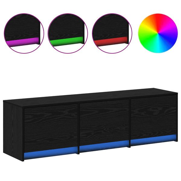 TV-Schrank Schwarz Eichenoptik 140 cm