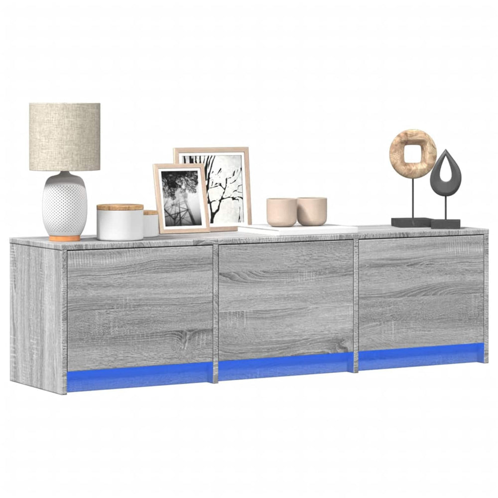 TV-Schrank mit LED, Grau Sonoma, 140 cm