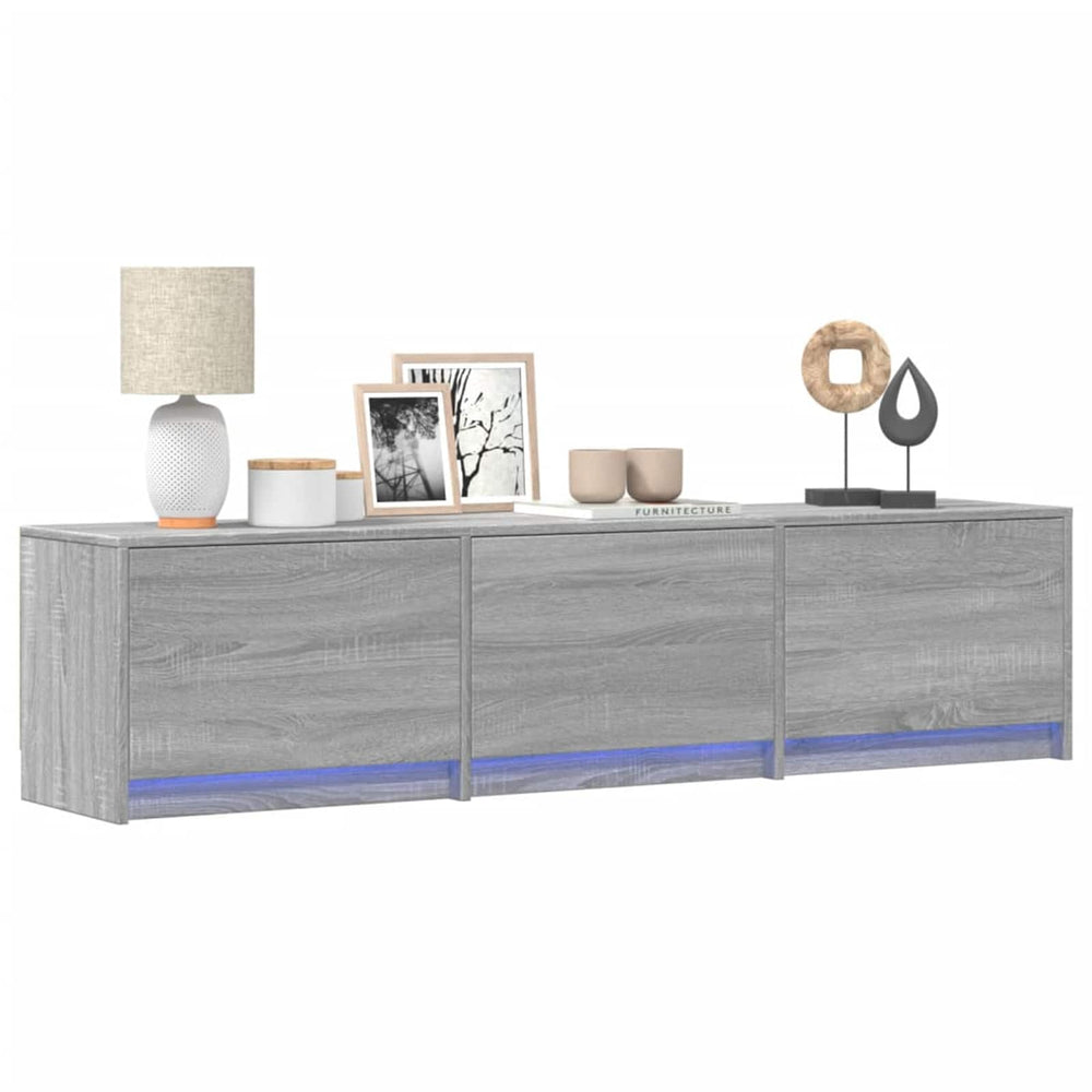 TV-Schrank mit LED, Grau Sonoma, 165 cm