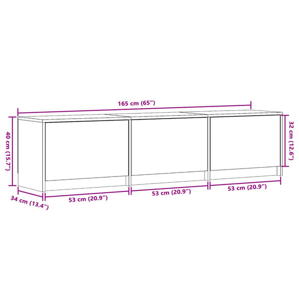 TV-Schrank mit LED, Grau Sonoma, 165 cm