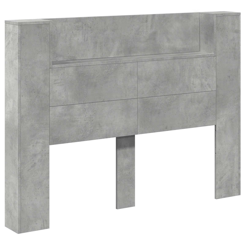 vidaXL Headboard Cabinet with LED with Shelf Concrete 140 x 16.5 x 103.5 cm