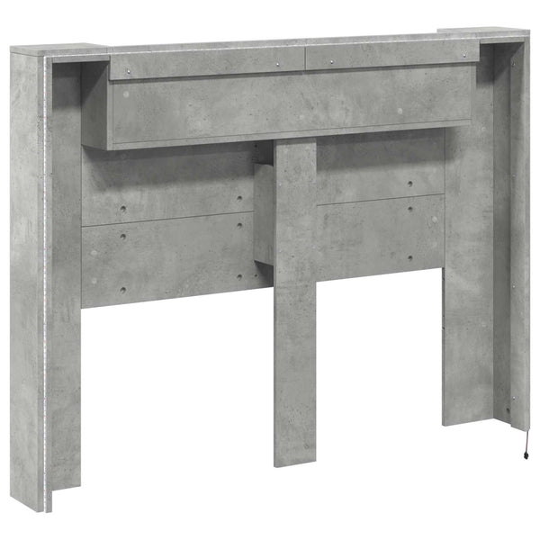 LED Kopfteil mit Regal Beton 140cm