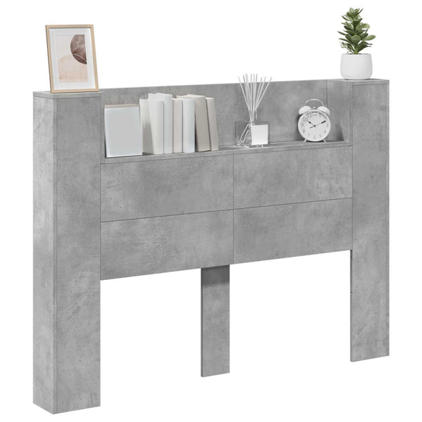LED Kopfteil mit Regal Beton 140cm