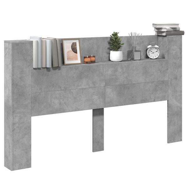LED Kopfteil mit Regal Beton 180cm