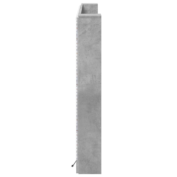 LED Kopfteil mit Regal Beton 180cm