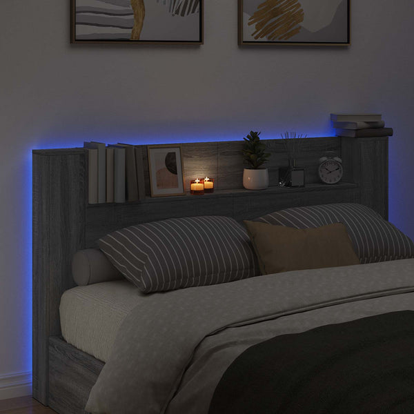 Kopfteil Schrank mit LED Grau 180cm