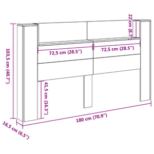 Kopfteil Schrank mit LED Grau 180cm