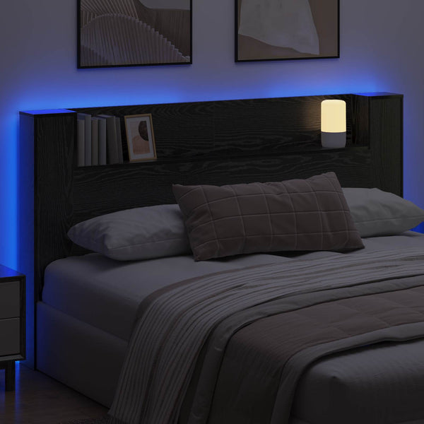 Kopfteil mit LED Schwarze Eiche 180 cm