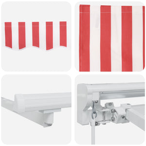 Manuell einziehbare Markise, Rot/Weiß, 4x3 m