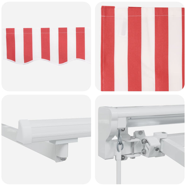 Manuell einziehbare Markise, Rot/Weiß, 4x3 m