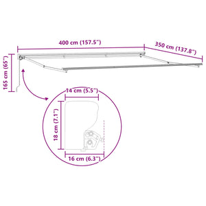 Manuelle einziehbare Markise, Creme, 4x3,5 m