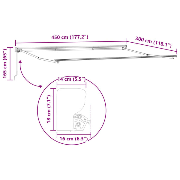 Einziehbare Markise Braun 4,5x3 m
