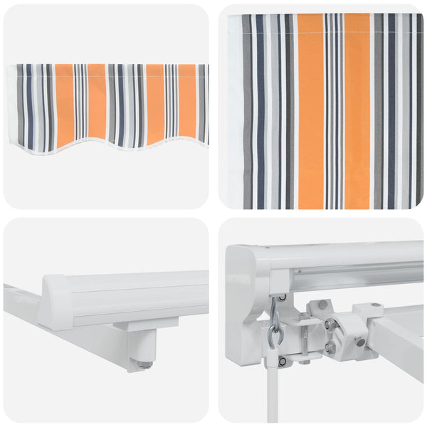 Einziehbare Markise, 4,5 x 3 m, Orange/Grau/Blau/Weiß