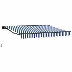 Manuelle Markise, Blau/Weiß, 2,5x2m