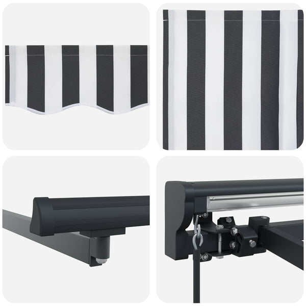 Manuell einziehbare Markise, Anthrazit/Weiß, 2,5x2m