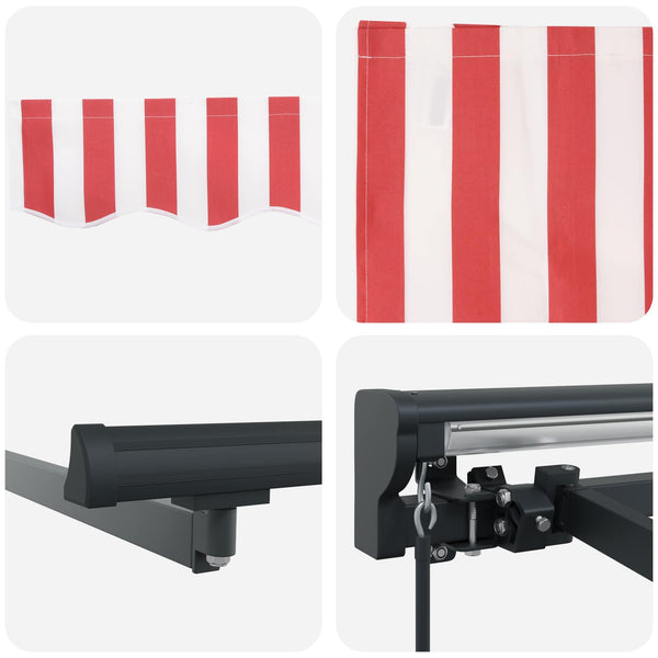 Manuell einziehbare Markise Rot/Weiß 2,5x2m