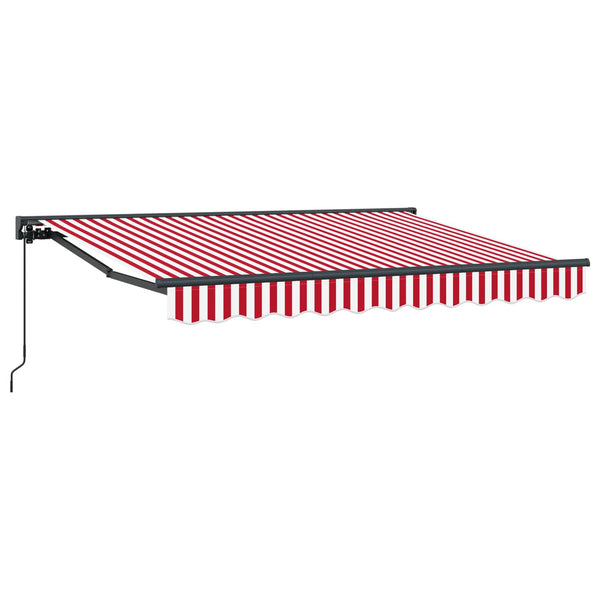 Manuell einziehbare Markise Rot/Weiß 2,5x2m