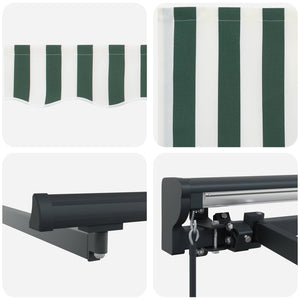 Einziehbare Markise, 3 x 2 m, Grün/Weiß