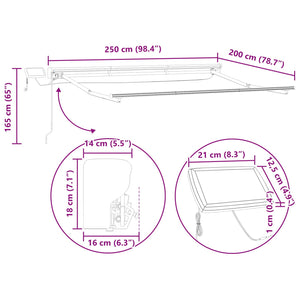 Manuelle LED Markise Grün/Gelb/Weiß 2,5x2m