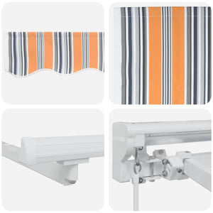 Manuelle LED-Markise 3,5x2m, Blau/Orange/Weiß