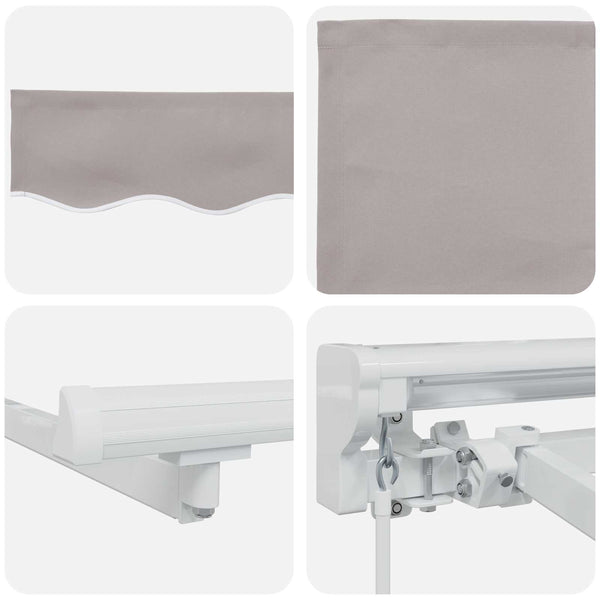 Manuelle LED-Markise 3,5x2m Hellgrau/Weiß