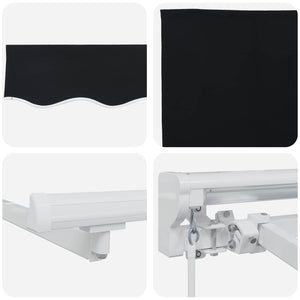 Manuelle Markise mit LED, 3 x 2,5 m, Schwarz/Weiß