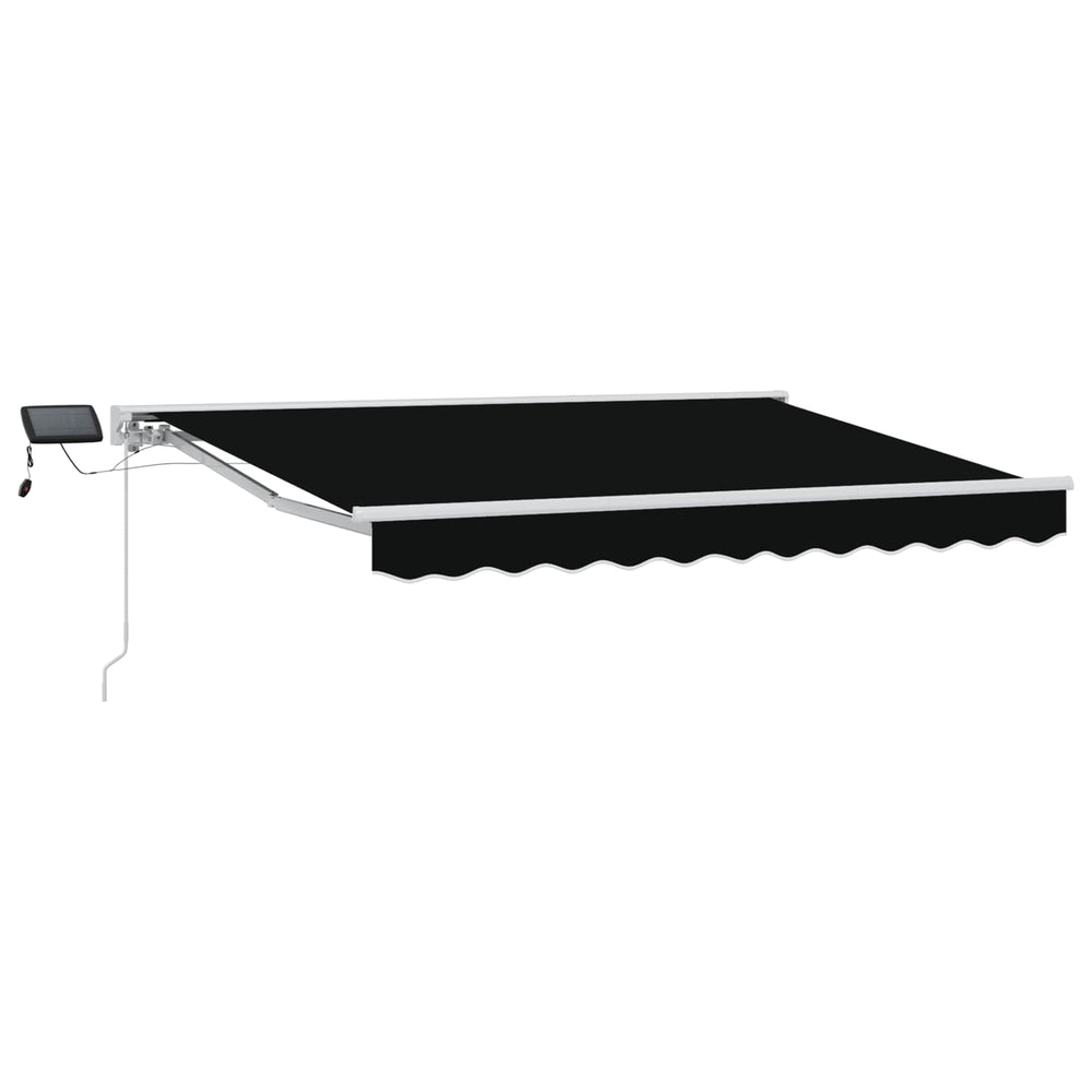 Manuelle Markise mit LED, 3 x 2,5 m, Schwarz/Weiß