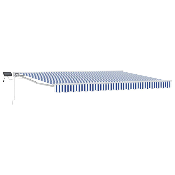 Manuelle LED-Markise, 4x3,5 m, Blau/Weiß
