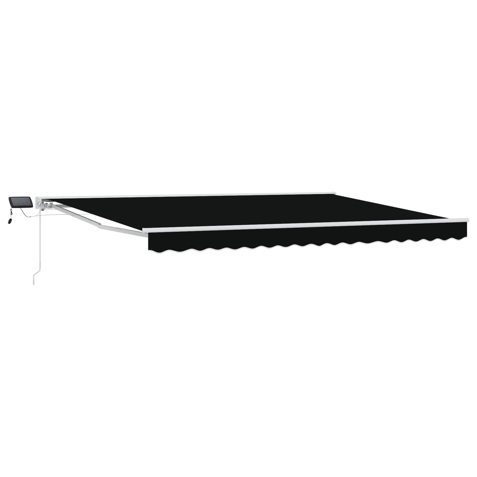 Manuelle LED-Markise, 4x3,5 m, Schwarz & Weiß