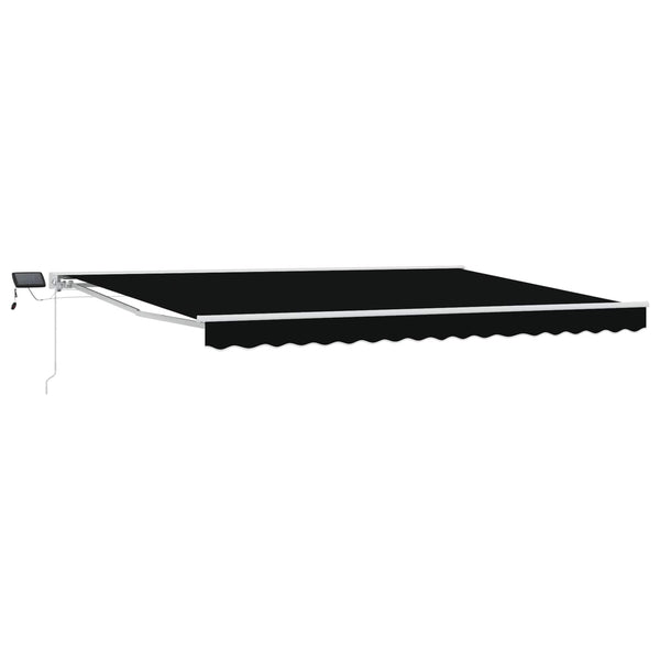 Manuelle LED-Markise, 4x3,5 m, Schwarz & Weiß