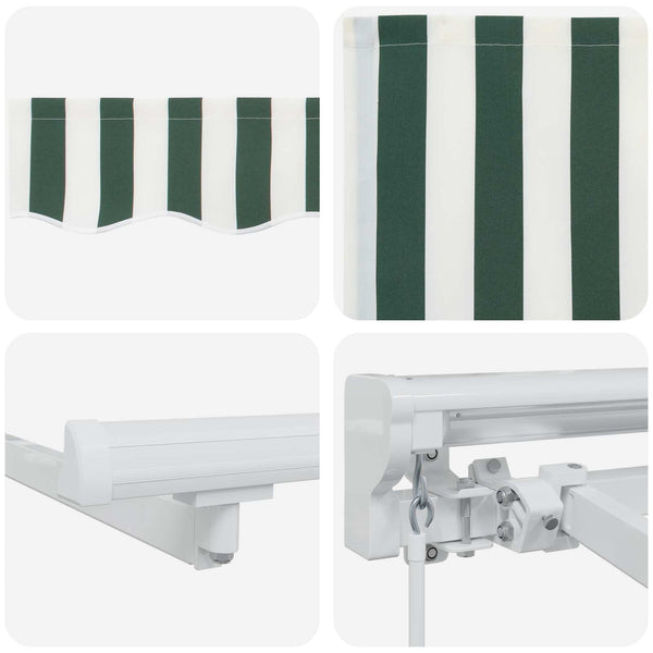 Manuelle LED-Markise, Grün/Weiß, 4x3,5 m