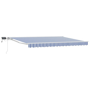 Manuelle LED Markise, 4,5x3 m, Blau/Weiß