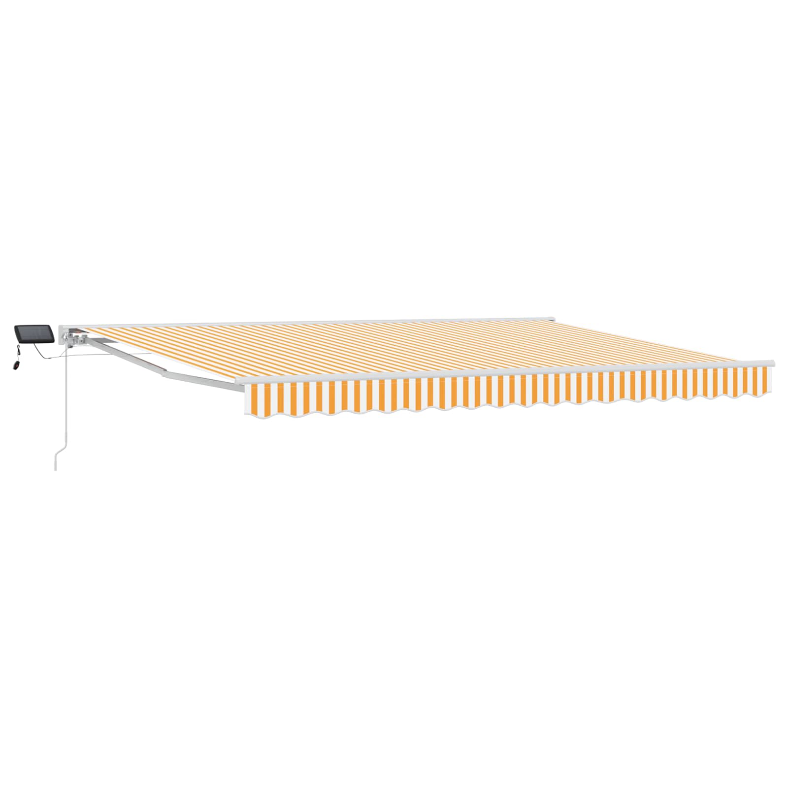 Manuelle Markise mit LED, 5x3 m, Gelb/Weiß