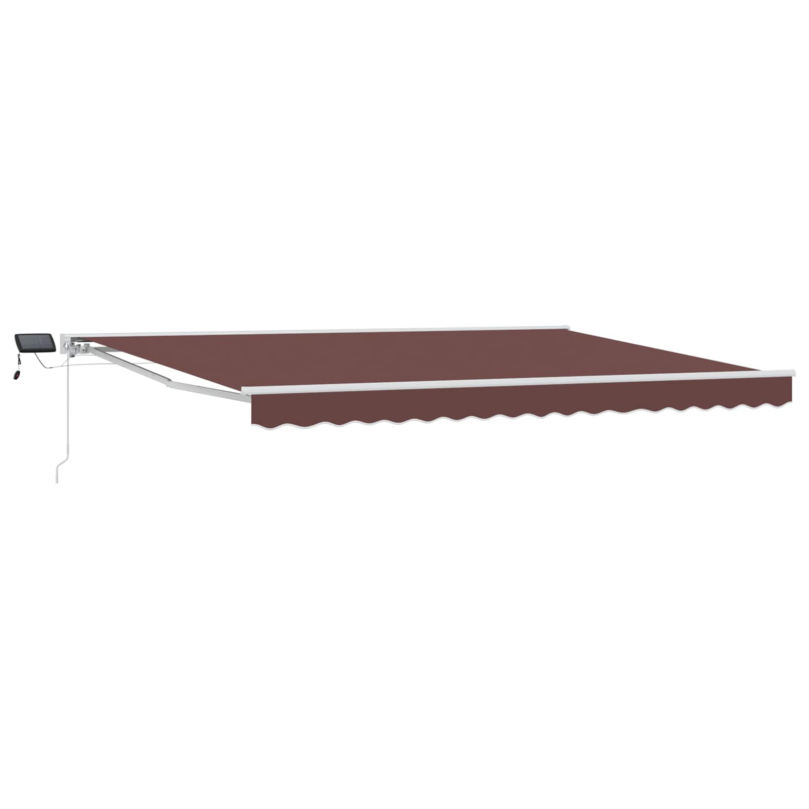 Manuelle LED Markise 5x3m Braun/Weiß