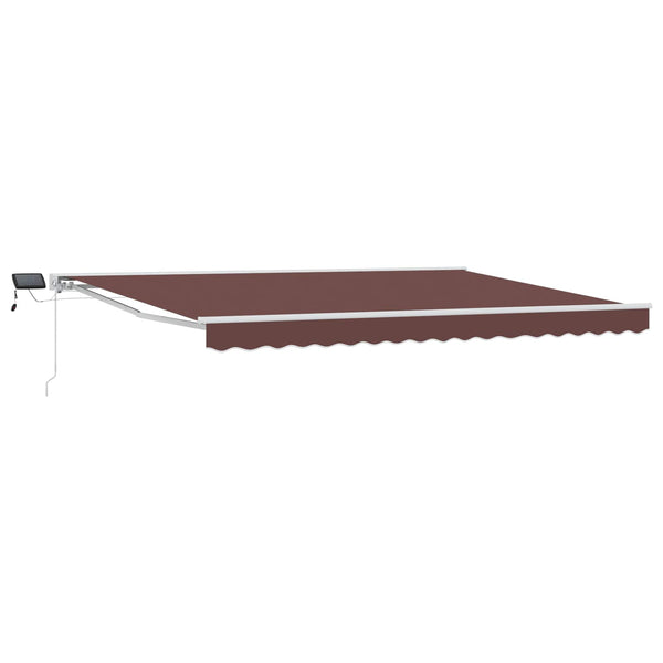 Manuelle LED Markise 5x3m Braun/Weiß