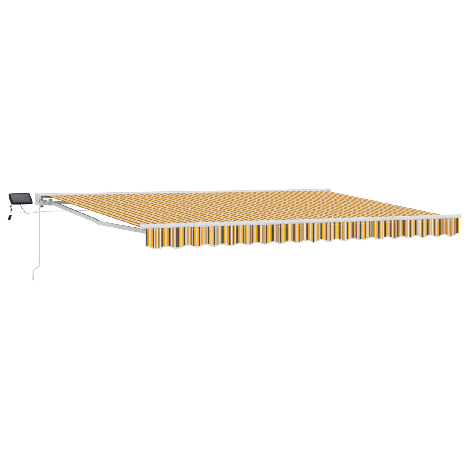 Manuelle LED-Markise 5x3m Gelb/Grau/Weiß