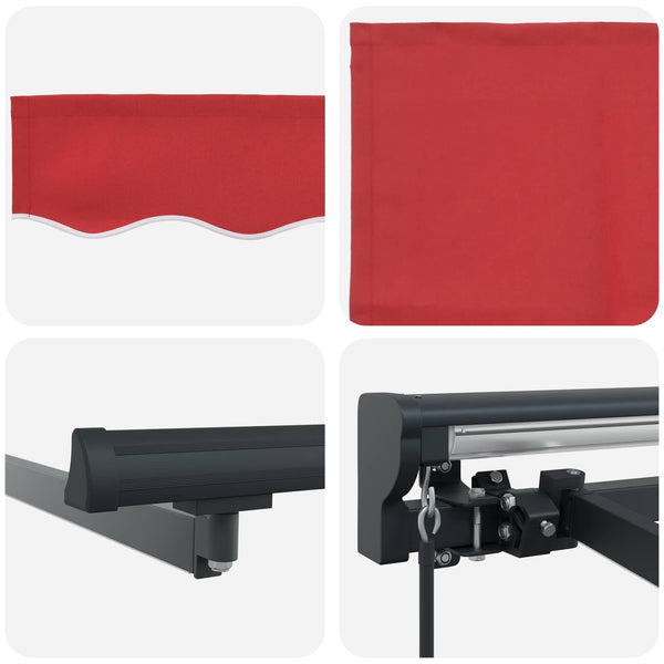 Manuelle LED Markise 3x2,5m Rot & Anthrazit