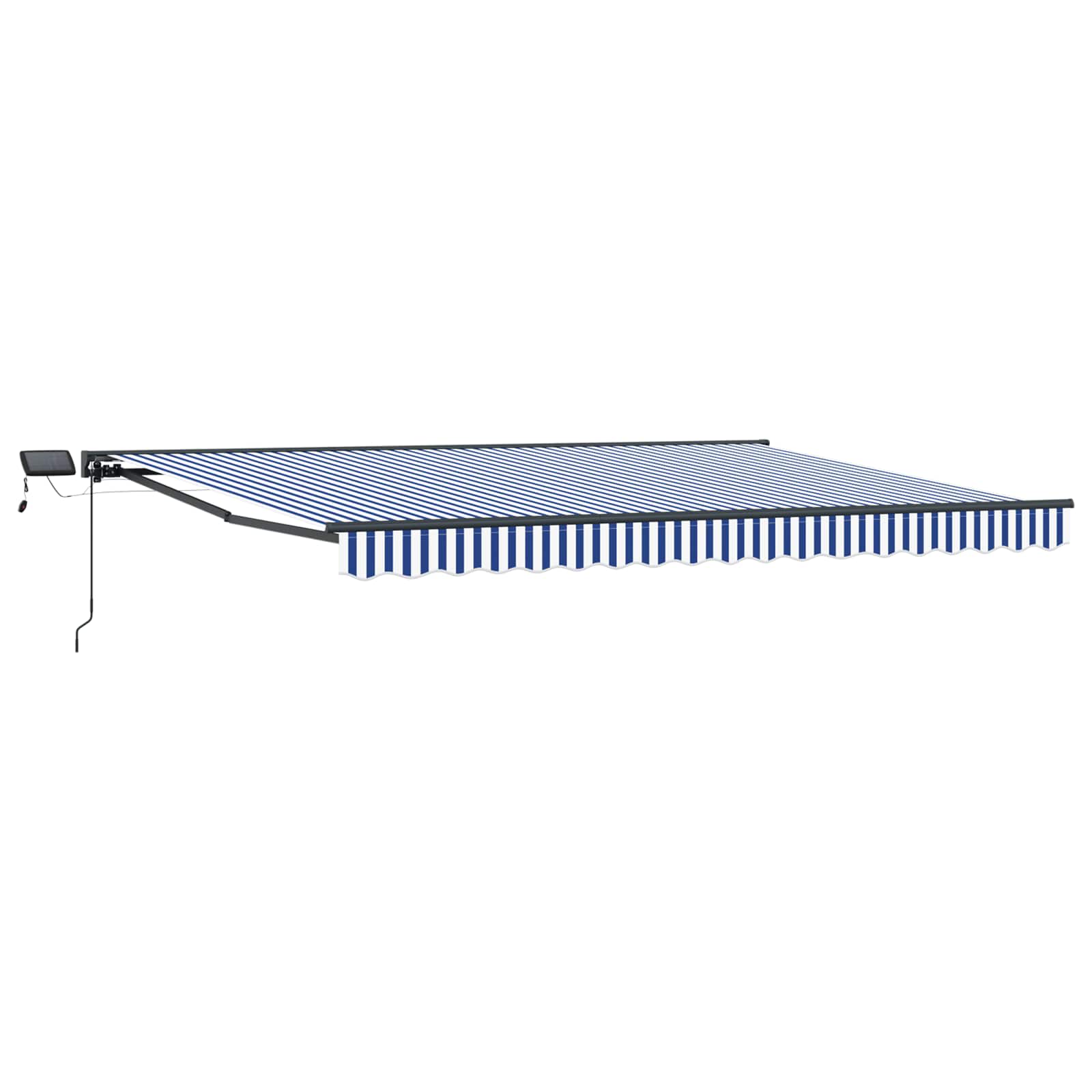 Manuelle LED-Markise 4x3m Anthrazit/Blau/Weiß