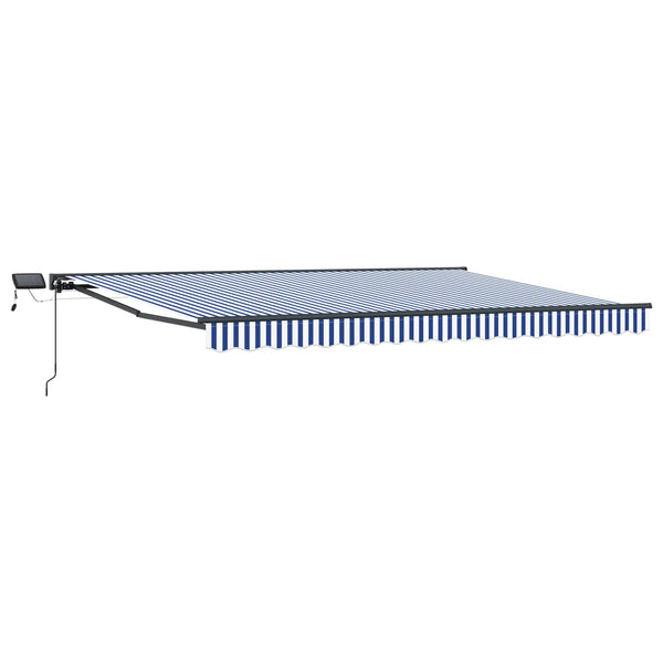 Manuelle LED-Markise 4x3m Anthrazit/Blau/Weiß