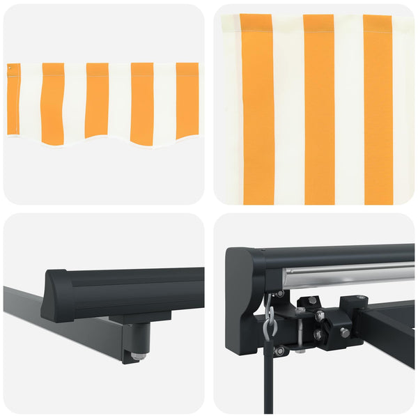Manuelle LED-Markise 4x3 m Gelb/Weiß/Anthrazit