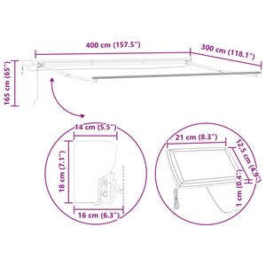 Manuelle LED-Markise 4x3 m Grün, Weiß, Anthrazit