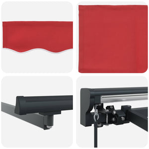 Manuelle Markise mit LEDs, Rot/Anthrazit, 4x3,5 m