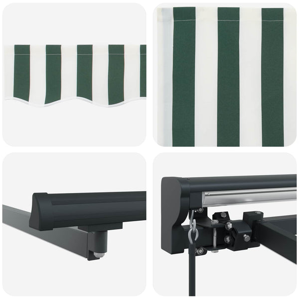 Manuelle LED Markise 5x3m Grün/Weiß/Anthrazit
