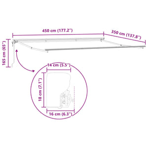 Elektrische Markise, ausziehbar, 4,5x3,5m, Weiß